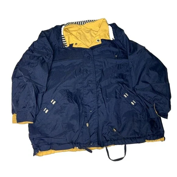 Vintage Men's Current Seen Reversible Windbreaker Jacket Navy Blue Yellow Size L - Picture 7 of 13